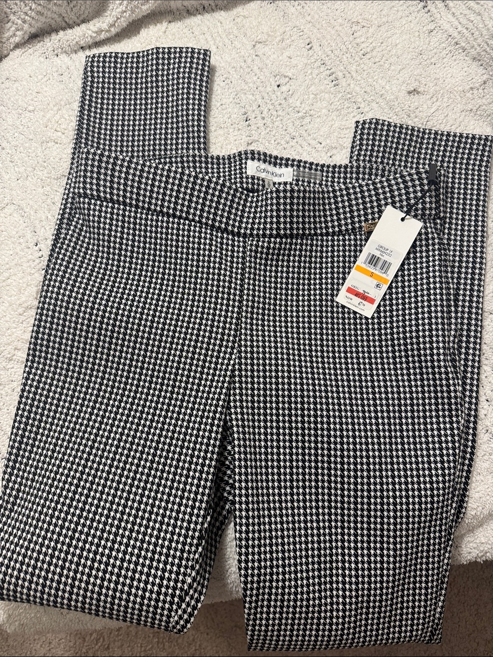 Calvin Klein Black & White Houndstooth Skinny Pants
